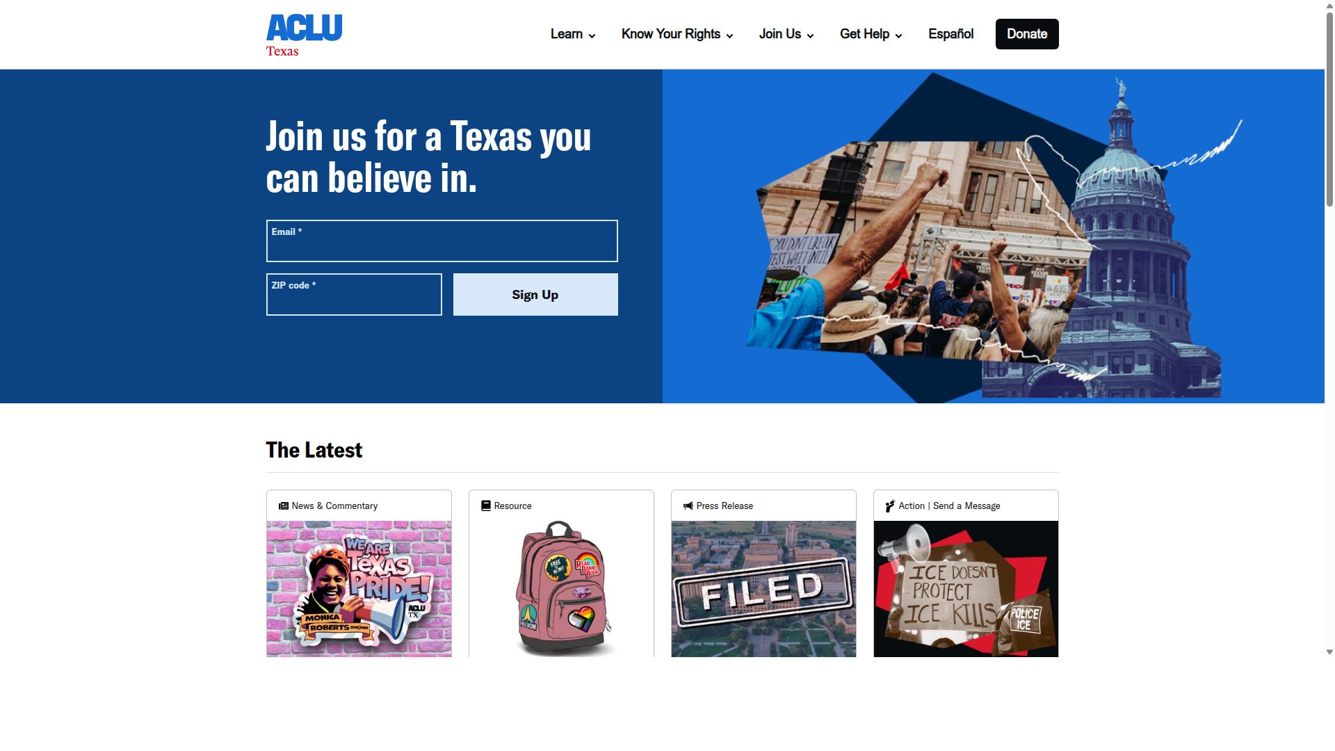 Texas for Protect Your Rights website